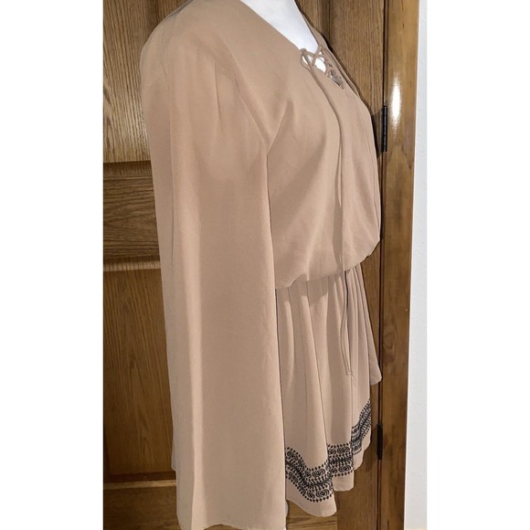 Scrap-Work Silk (70%) Size Large Brown Romper Shorts Embroidery On Hem - Picture 2 of 12